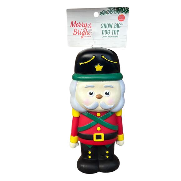 Merry & Bright‎ XL Vinyl Nutcracker Dog Toy Squeaky Chew Toss Christmas Holiday - Picture 2 of 5